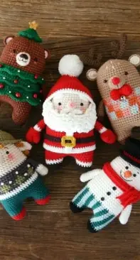 Bigbebez crochet pattern-5in1/santa/rudolph/snowman/beartree/elf crochet pattern