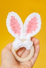 One Dog Woof - ChiWei Ranck - Crochet Bunny Ears Wooden Teether  - Free