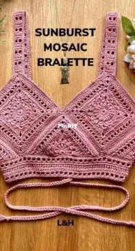 The Sunburst Mosaic Bralette pattern by Lizzie will be releasing today! ✨  This pattern is accompanied by plenty of helpful photos to g
