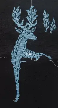 Wild Deer Monochrome Antique Filet Pattern Cross Stitch