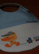 baby bib with cross stitch embroidery