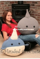 Left Handed Crocheter - Jennifer Adams - Giant Narwhale and Shark - Free