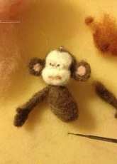 needle felted mini monkey