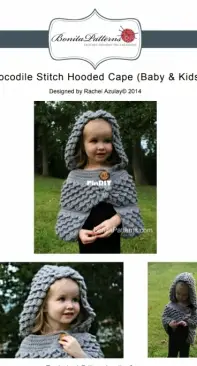Bonita Patterns - Lianka Azulay - Crocodile Stitch Hooded Cape (Baby and  Kids)