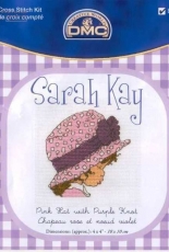 DMC BL992E/61 Sarah Kay Pink hat with purple knot