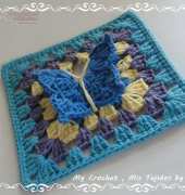 My Crochet, Mis Tejidos by Luna - Anabel Luna - Granny square with a Butterfly - Free