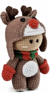 Amigurumi Today - Unknown Designer - Doll in Christmas Deer Outfit - Free