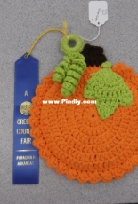 Crochet pumpkin potholder