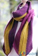 Mauve and Mustard Scarf by Gretchen Tracy/ Balls to the Walls Knits-Free