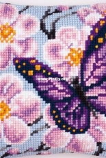Vervaco PN-0008501 Flowers and Butterfly Cushion
