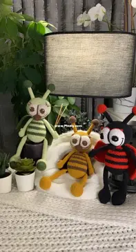 Bee ladybug and grasshopper