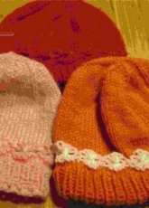 three hats based on the pattern The Ellie by Ginny Blankenship