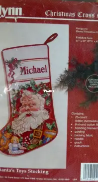 Janlynn 125-129 Santas Toys Stocking / The Vermillion Stitchery 129 Santas Toys Stocking by Donna Vermillion Giampa XSD