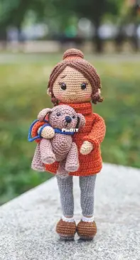 kuzmina toys - Irina Kuzmina - Lizzie doll and Bruno the dog - Кукла Лиззи и собачка Бруно - Russian or English