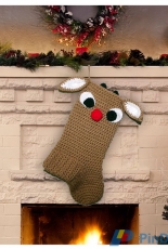 Too Yarn Cute - Stacy Rhoads - Red Nose Reindeer Stocking Applique
