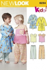 New Look 6234 Kids Boys Girls Pajamas Robe Toddler Size 1/2 1 2 3 4  Sewing Pattern
