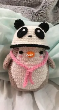 Penguin with panda hat and scarf