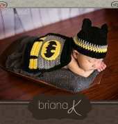 Briana K Crochet- Briana A Kepner- Batman Newborn Baby Hat and Cape