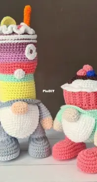 Crochet Wonders Design - Olga Kurchenko - Gnome Cupcake and Gnome Cocktail