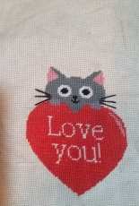 daily cross stitch kitty love