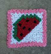 wiggly crochet - watermelon potholder