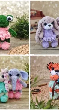 Adorable Toys Shop - Albina Latyshova - Альбина Латышова - Plush Mix: Bunny, Frog, Elephant, Unicorn, Cat, Giraffe, Tiger - Плюшевый Mix: Зайка, Лягушка, Слоник, Единорожка, Кошка, Жираф, Тигра - Russian