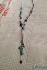 Turquoise Garnet Pearls Tassel Necklace