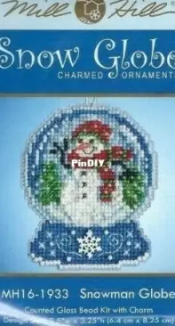 Snowman Snow Globe Beaded Counted Cross Stitch Kit Mill Hill 2019 Ornament  MH161933