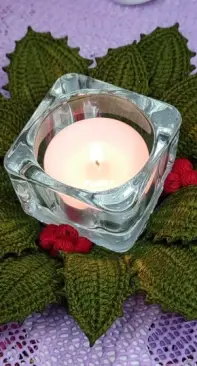 Crocheted Holly/Ilex candle holder