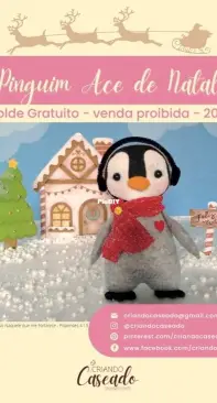 Ateliê Criando Caseado - Christmas Ace  Penguin - Pinguim Ace de Natal - Portuguese - Free
