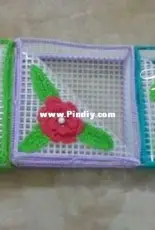 Crochet and canvas napkin holder