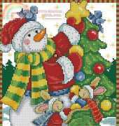 Decorating Snowman by Joan Elliott from The Cross Stitcher USA December 2001