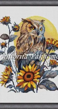 Barn Owl with Sunflowers by Viktoriia Pakhomova