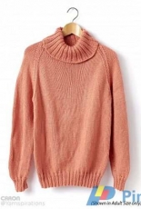 Child's Knit Turtle Neck Pullover by Caron Design Team - Free