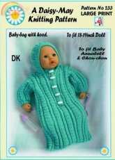 Daisy May 233 - Baby Hooded Sleeping Bag to fit 18 to 19 inch dolls - English