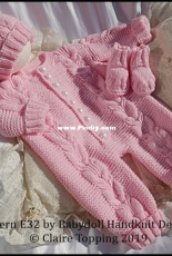 Claire's Baby & Doll Hand knit Designs - #E32 Cosy Cabled All-in-one set - English