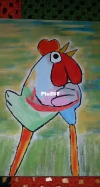 painted canvas with chicken