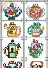 American School of Needlework ASN 3732 - 365 Tiny Cross Stitch Designs - Teapot of the Month PCS + XSD