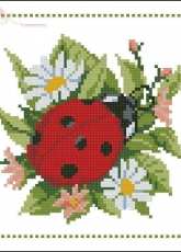 Vervaco 70.867 ladybug on daisies in frame xsd + pcs