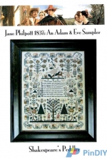 Shakespeare's Peddler - Jane Philpott 1836 - Adam and Eve Sampler