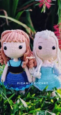 Pigami Crochet - Anna and Elsa Frozen princesses - English