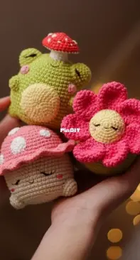 Magic filament - Lysenko Crochet - Tatiana / Tatyana Lysenko - Frog Flower Mushroom