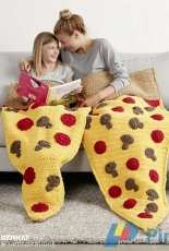 Bernat Design Studio -Yarnspirations - Pizza Party Crochet Snuggle Sack - Free