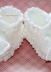 Cheryls Crochet - CC9 Preemie Chenille  Mary Jane Baby Booties - English