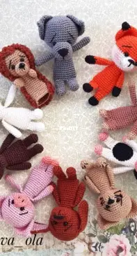 Creations Miracle Toys - Olga Kremleva - Finger Puppets Set Domestic and wild animals - English
