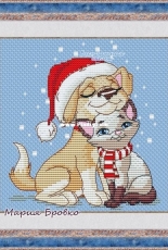 Puppy and Cat by Maria Brovko