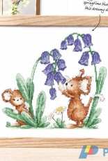 Hide N Squeak - Mice in Bluebells by Helz Cuppleditch from Cross Stitch Crazy 215 XSD