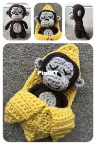 Laura Loves Crochet - Laura Sutcliffe - Monkey in a Banana Sleeping Bag