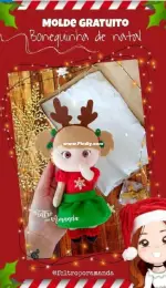 Feltro por Amanda - Christmas Doll - Bonequinha de Natal - Portuguese- Free