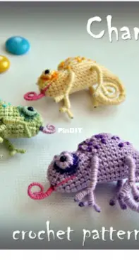 Knitted Funny Cuties - Marina Filippova / malupasy brooch - Brooch chameleon